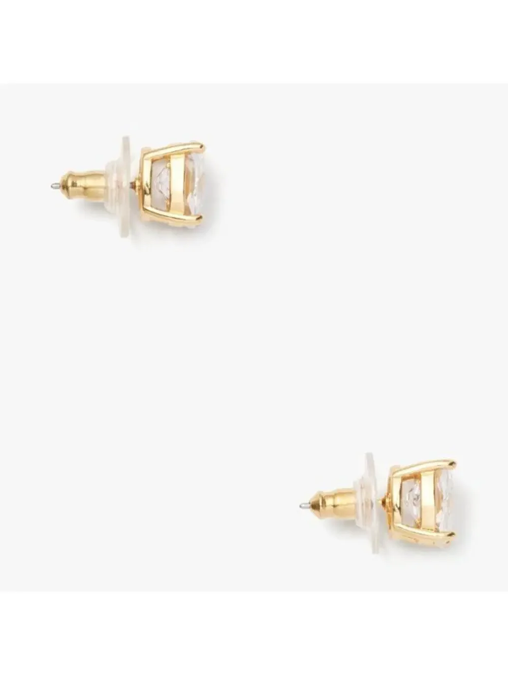 Kate Spade Mini Small Square Studs Earrings Gold Clear NWT